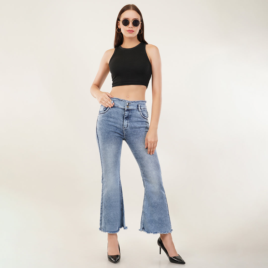 Bell Bottom Women jeans ice blue