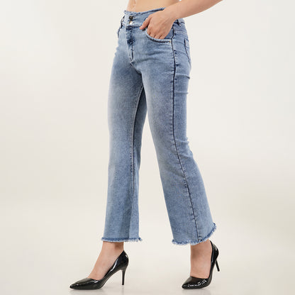 Bell Bottom Women jeans ice blue