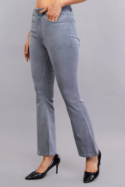 Grey Bell Bottom Flared Jeans