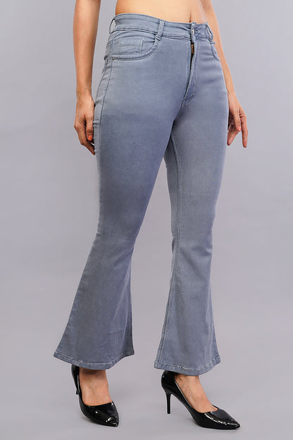 Grey Bell Bottom Flared Jeans