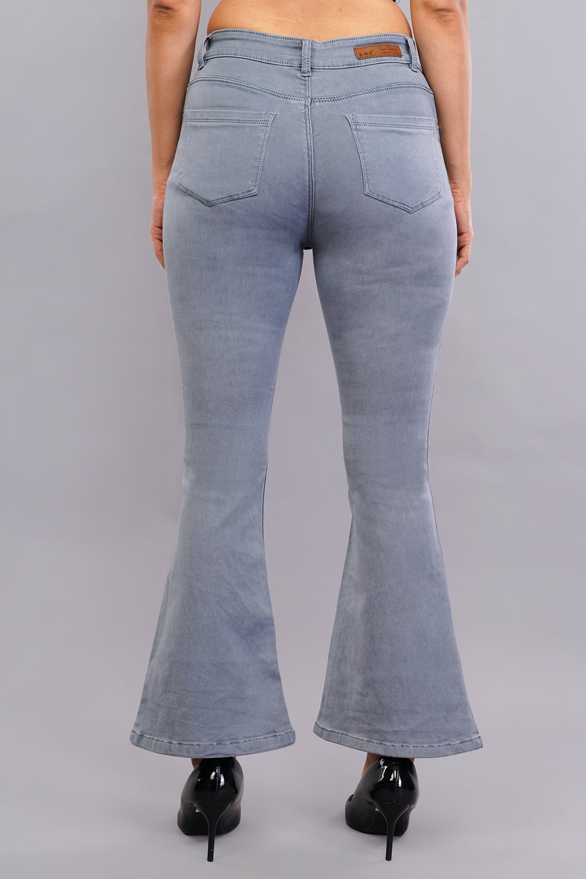 Grey Bell Bottom Flared Jeans