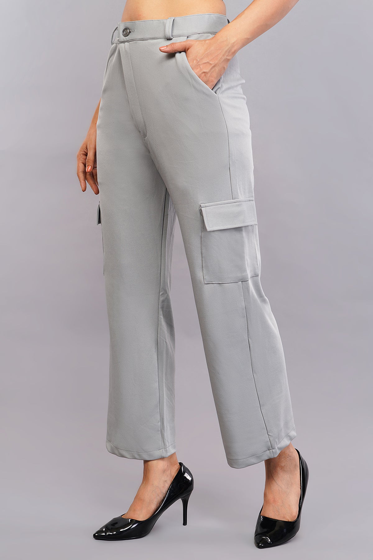 Korean Cargo Pants in Light Grey