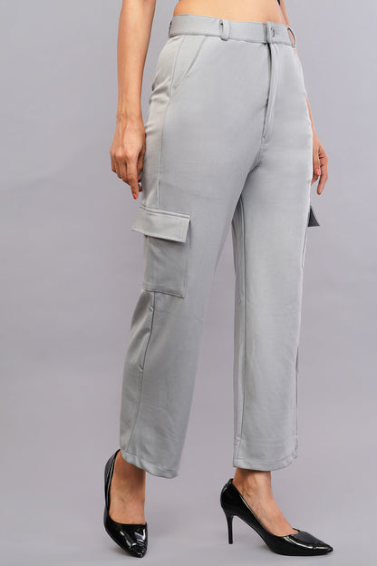 Korean Cargo Pants in Light Grey