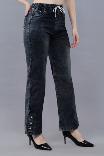 Black washed Bell bottom jogger style jeans