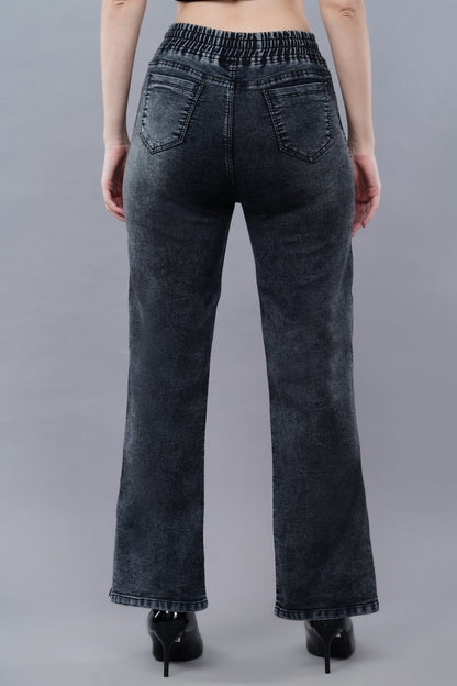 Black washed Bell bottom jogger style jeans